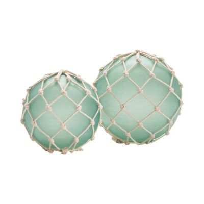 Crestview Collection Fisher Buoy Decorations Wrapped with Bleached Rope, 2 pc.