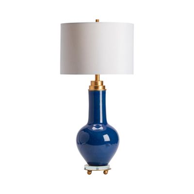 Crestview Collection 31.75 in. H Penta Ceramic Table Lamp, Dark Aqua Blue