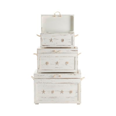 Crestview Collection Seaside Shell Storage Trunks, 28.5 in./24.5 in./20.75 in., 3 pc.