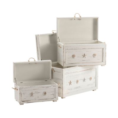 Image showing 2 th Crestview Collection Seaside Shell Storage Trunks, Assorted, 3 pc.