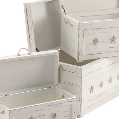 Image showing 3 th Crestview Collection Seaside Shell Storage Trunks, Assorted, 3 pc.