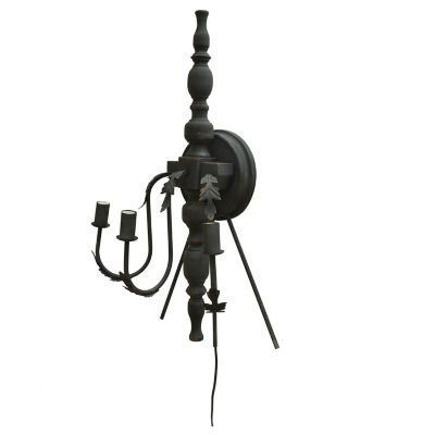 Crestview Collection Shelton Black Iron Wall Sconce, 14 in. x 12 in. x 31.5 in.