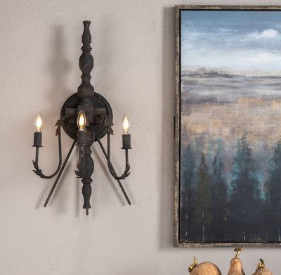 Image showing  31.5 in. Indoor Incandescent Shelton Iron Wall Sconce, Black