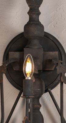 Image showing  31.5 in. Indoor Incandescent Shelton Iron Wall Sconce, Black