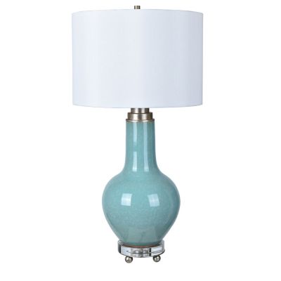 Crestview Collection 31.75 In. H Penta Ceramic Table Lamp, Light Aqua Blue