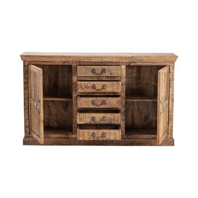 Image showing 2 th Crestview Collection 2-Door/5-Drawer Bengal Manor Mango Wood Sideboard, 69 in. x 14.25 in. x 40 in.