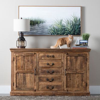 Image showing 4 th Crestview Collection 2-Door/5-Drawer Bengal Manor Mango Wood Sideboard, 69 in. x 14.25 in. x 40 in.