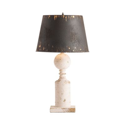 Image showing  30.5 in. H De'Vine Distressed Wood Table Lamp with Metal Shade