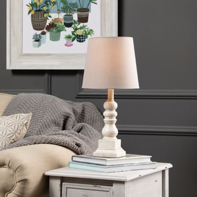 Image showing  18.5 in. H Distressed Resin Table Lamp, White