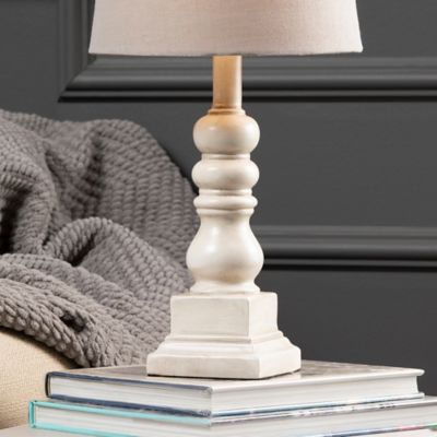 Image showing  18.5 in. H Distressed Resin Table Lamp, White