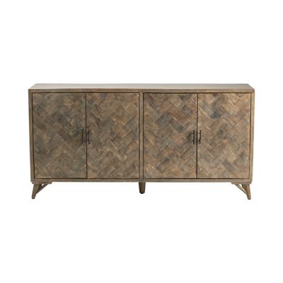 Crestview Collection Bengal Manor Herringbone Mango Wood Sideboard