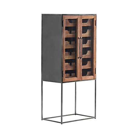 Crestview Collection Bengal Manor Tall Glass and Metal Wine Cabinet