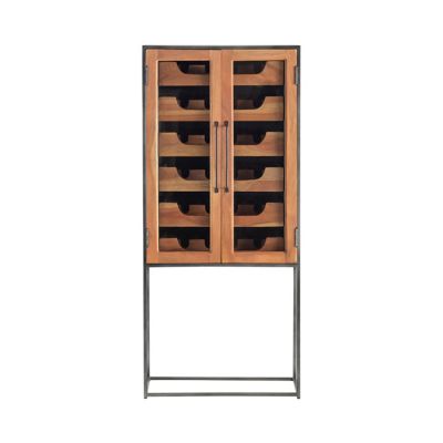 Image showing  6-Drawer Bengal Manor Tall Glass and Metal Wine Cabinet, 17 in.