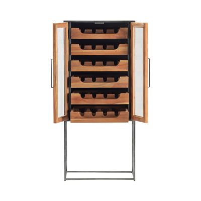 Image showing  6-Drawer Bengal Manor Tall Glass and Metal Wine Cabinet, 17 in.