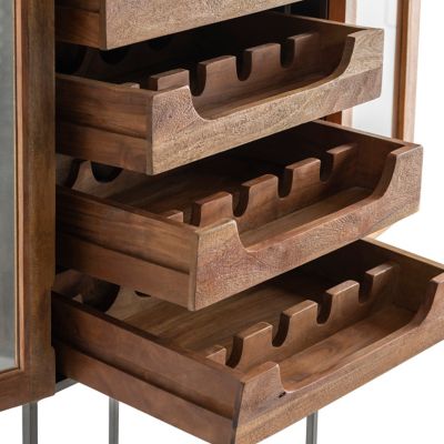 Image showing  6-Drawer Bengal Manor Tall Glass and Metal Wine Cabinet, 17 in.