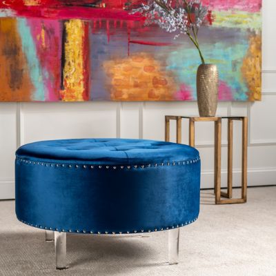 Image showing  Velvet Wooden Storage Stool, 32 in. x 32 in. x 19 in.