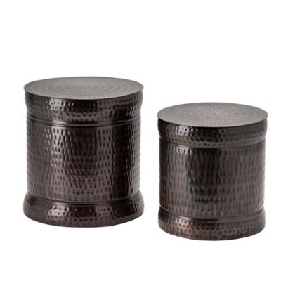 Crestview Collection Dark Copper Accent Stools, 2-Pack