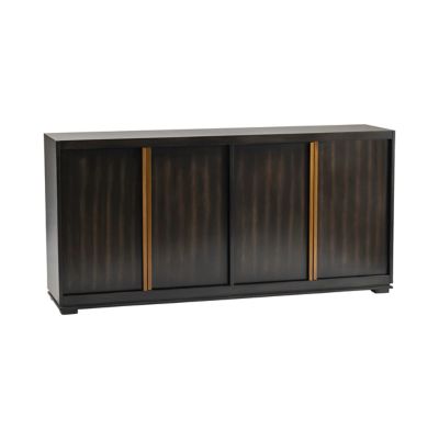 Crestview Collection 4-Door Empire Sideboard with Burnished Brass Hardware in Rich Jacobean Finish