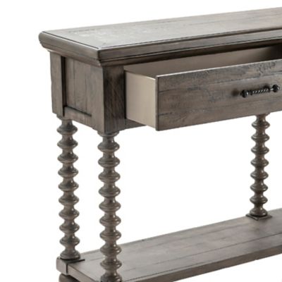 Image showing  2-Drawer Pembroke Plantation Recycled Pine Turned Leg Contemporary Console Table, 69 in.