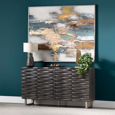 Image showing  4-Door Bengal Manor Mango Wood Wave Sideboard, 18 in.