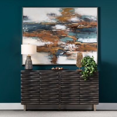 Image showing  4-Door Bengal Manor Mango Wood Wave Sideboard, 18 in.