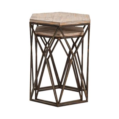 Crestview Collection Set of Buena Vista Rustic Metal and Wood Accent Tables