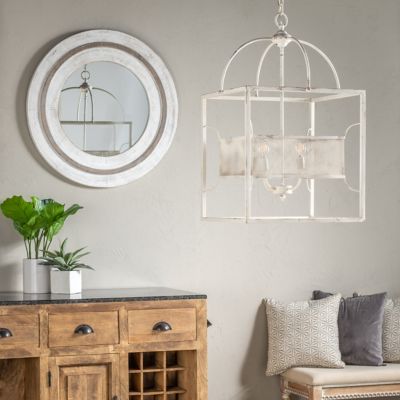 Image showing  4-Light Mayfair Distressed Lantern Chandelier, White