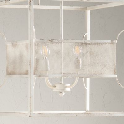 Image showing  4-Light Mayfair Distressed Lantern Chandelier, White