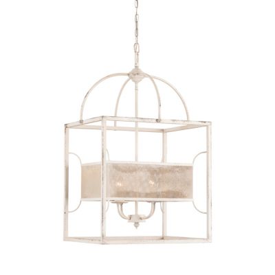Image showing  4-Light Mayfair Distressed Lantern Chandelier, White