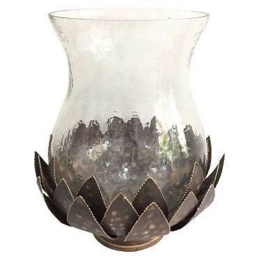 Crestview Collection Large Oasis Hand-Finished Metal Lotus Hurricane, CVDZEN030L