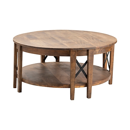 Crestview Collection Metal Cross Round Cocktail Table