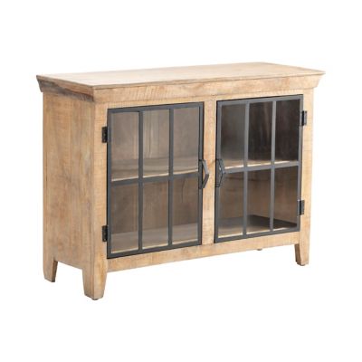 Crestview Collection 43.5 in. x 14.5 in. x 11.5 in. Bengal Manor Mango Wood and Metal Cabinet with 2 Doors