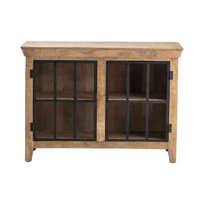 Image showing  43.5 in. x 14.5 in. x 11.5 in. Bengal Manor Mango Wood and Metal Cabinet with 2 Doors