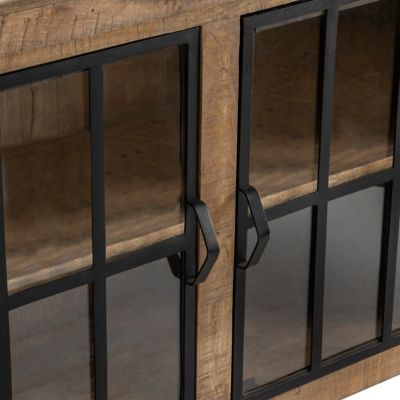 Image showing  43.5 in. x 14.5 in. x 11.5 in. Bengal Manor Mango Wood and Metal Cabinet with 2 Doors