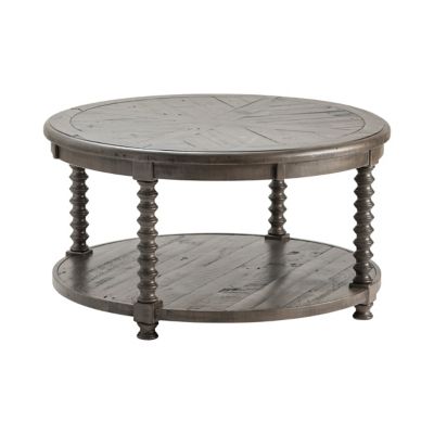 Crestview Collection Pembroke Plantation Recycled Pine Turned Leg Round 1-Drawer Cocktail Table
