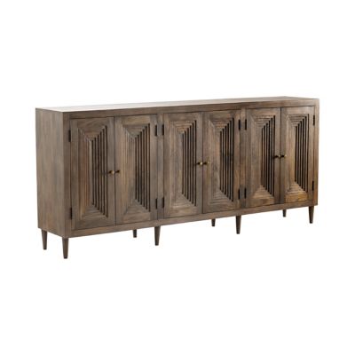 Image showing  6-Door Step Detail Wood Sideboard Console Table, 90 in. x 17 in. x 40 in., Dark Brown