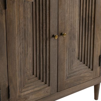 Image showing  6-Door Step Detail Wood Sideboard Console Table, 90 in. x 17 in. x 40 in., Dark Brown