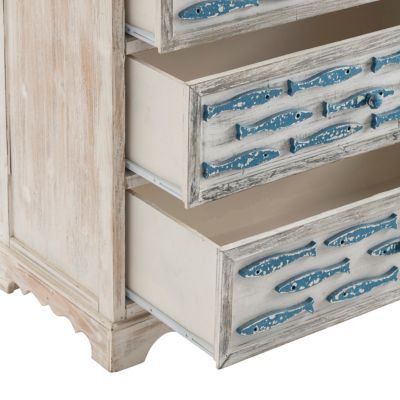 Image showing  Swimming Upstream Antique White Fish Chest, 3 Drawer