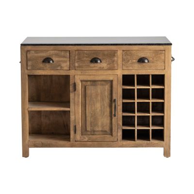 Image showing  Rectangular Bengal Manor Mango Wood and Granite Kitchen Island