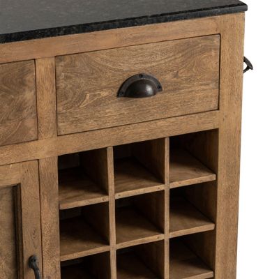 Image showing  Rectangular Bengal Manor Mango Wood and Granite Kitchen Island