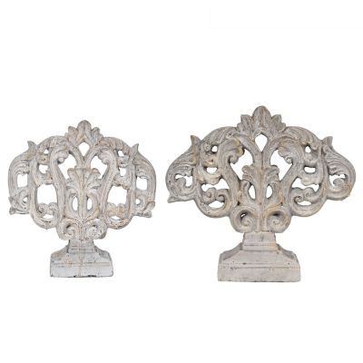 Crestview Collection 2 pc. Distressed Filigree Sculpture Statues