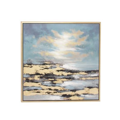 Image showing  Blue Contemporary Beach Canvas Wall Art, 39 in. x 39 in.
