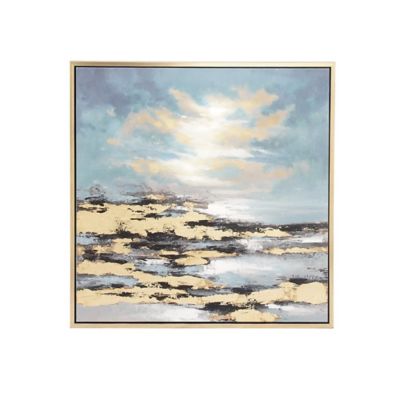Image showing  Blue Contemporary Beach Canvas Wall Art, 39 in. x 39 in.