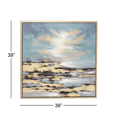Image showing  Blue Contemporary Beach Canvas Wall Art, 39 in. x 39 in.