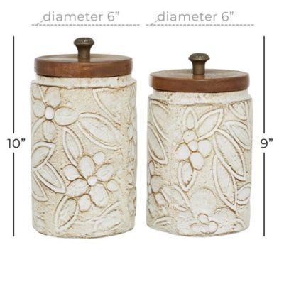 Image showing 5 th Harper & Willow White Dolomite Farmhouse Decorative Jars, 9 in., 10 in., 2 pc.
