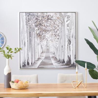 Harper & Willow White Canvas Traditional Wall Art, 47 in. x 47 in. x 1 in.