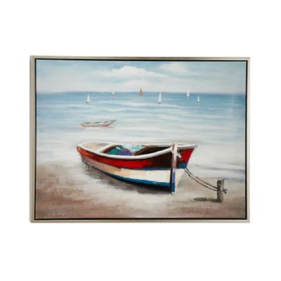 Image showing  Multicolor Coastal Boat Canvas Wall Art, 36 in. x 47 in.