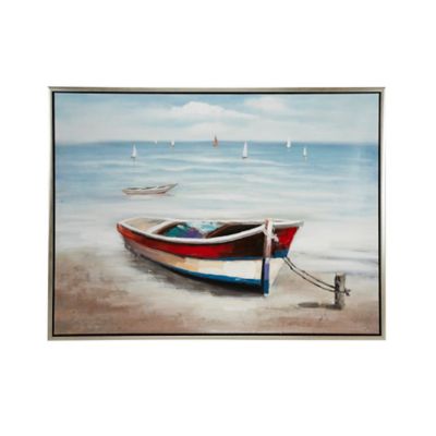 Image showing  Multicolor Coastal Boat Canvas Wall Art, 36 in. x 47 in.