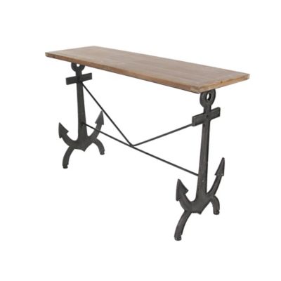 Image showing  Coastal Metal Console Table, 31 in. x 48 in., Brown