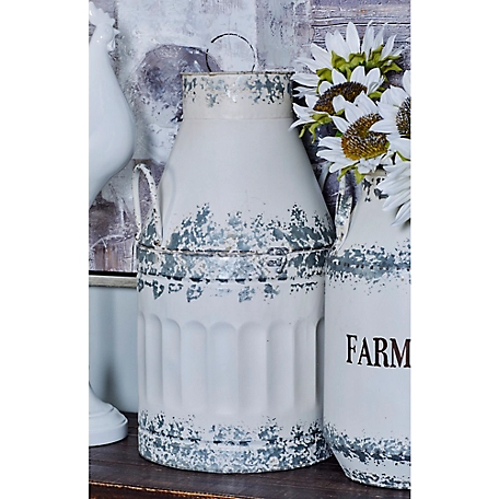 Harper & Willow White Metal Farmhouse Decorative Jars, 15 in. x 20 in., 2 pc.